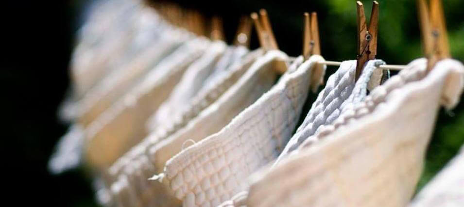 Cloth diapers on a clothes line